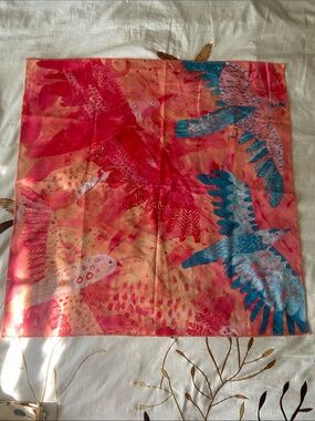 Lush Cosmetics Bird Knot Wrap Scarf Pink Peach Blue Like New